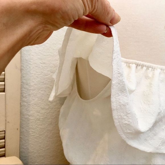 KIMCHI BLUE Cream Crêpe Off the Shoulder Boho Peasant Top XS - Picture 6 of 8